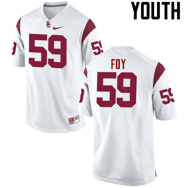 Youth #59 Joel Foy USC Trojans College Football Jerseys-White